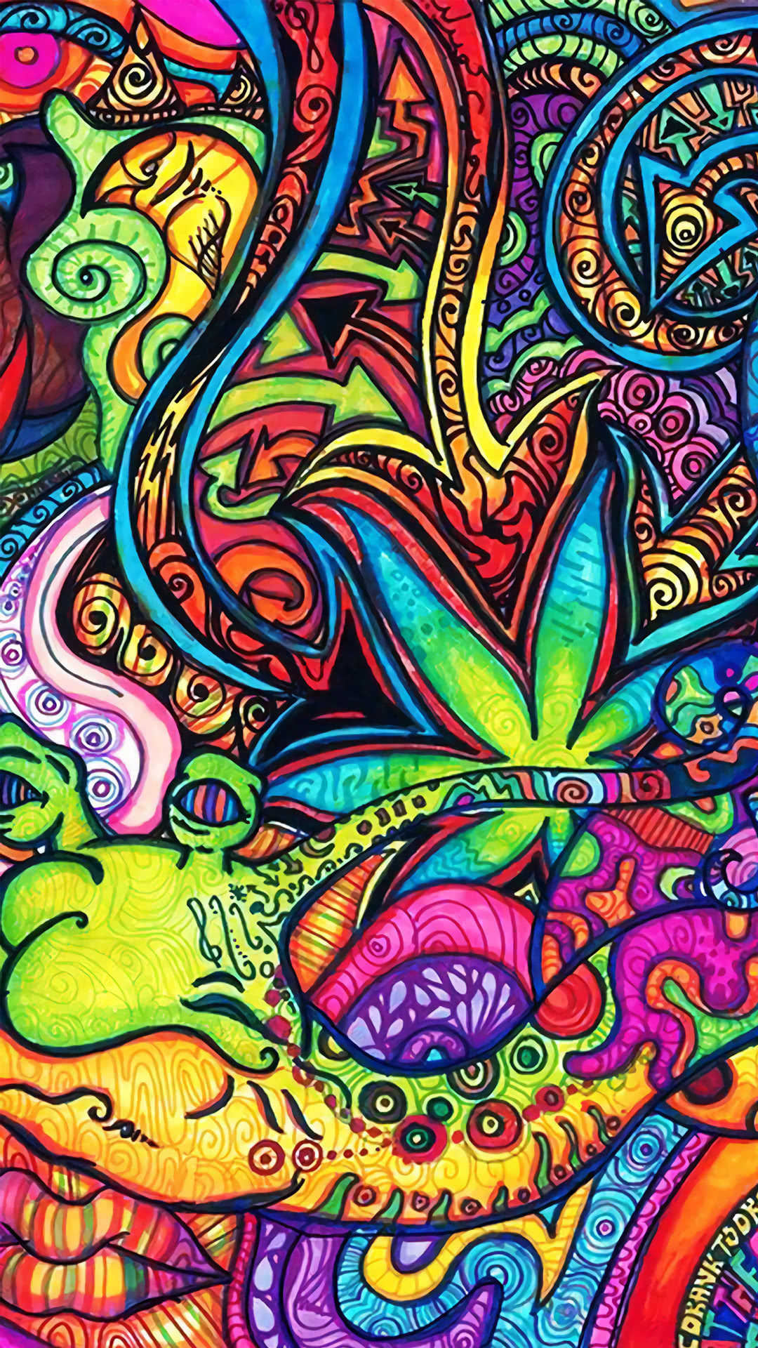 Psychedelic Colored Illustrations Iphone Wallpapers