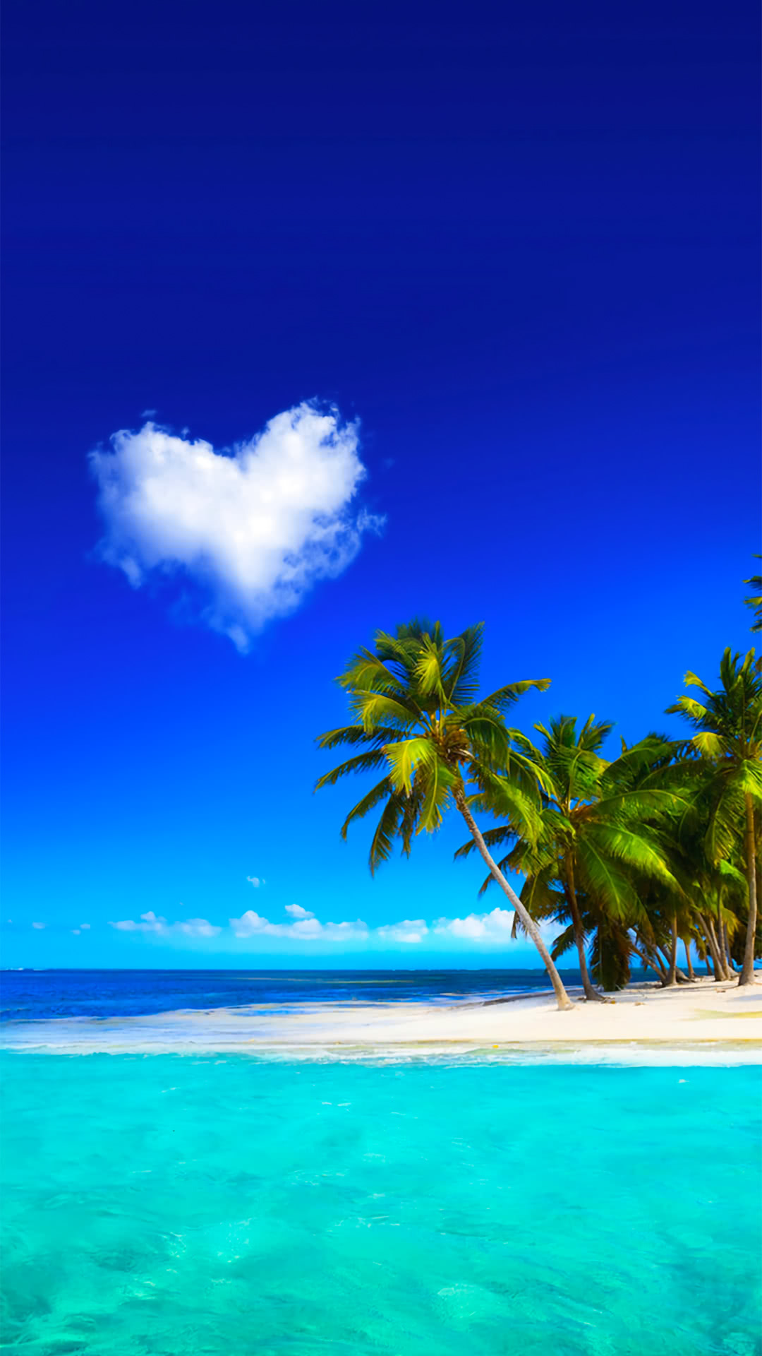 Beautiful Beaches And Heart Shaped Clouds Iphone Wallpapers