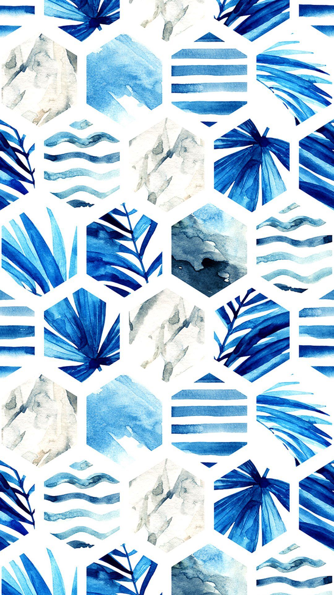 水彩風の青い壁紙 Iphone Wallpapers