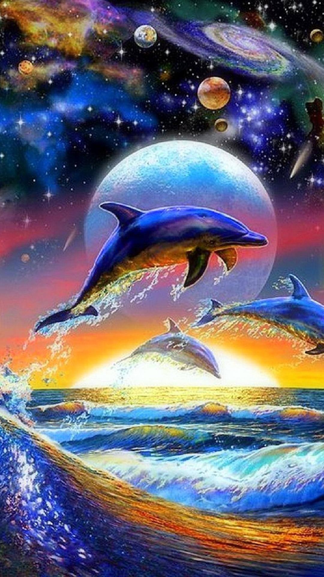 Dolphin Illustrations Wallpaper Iphone Wallpapers