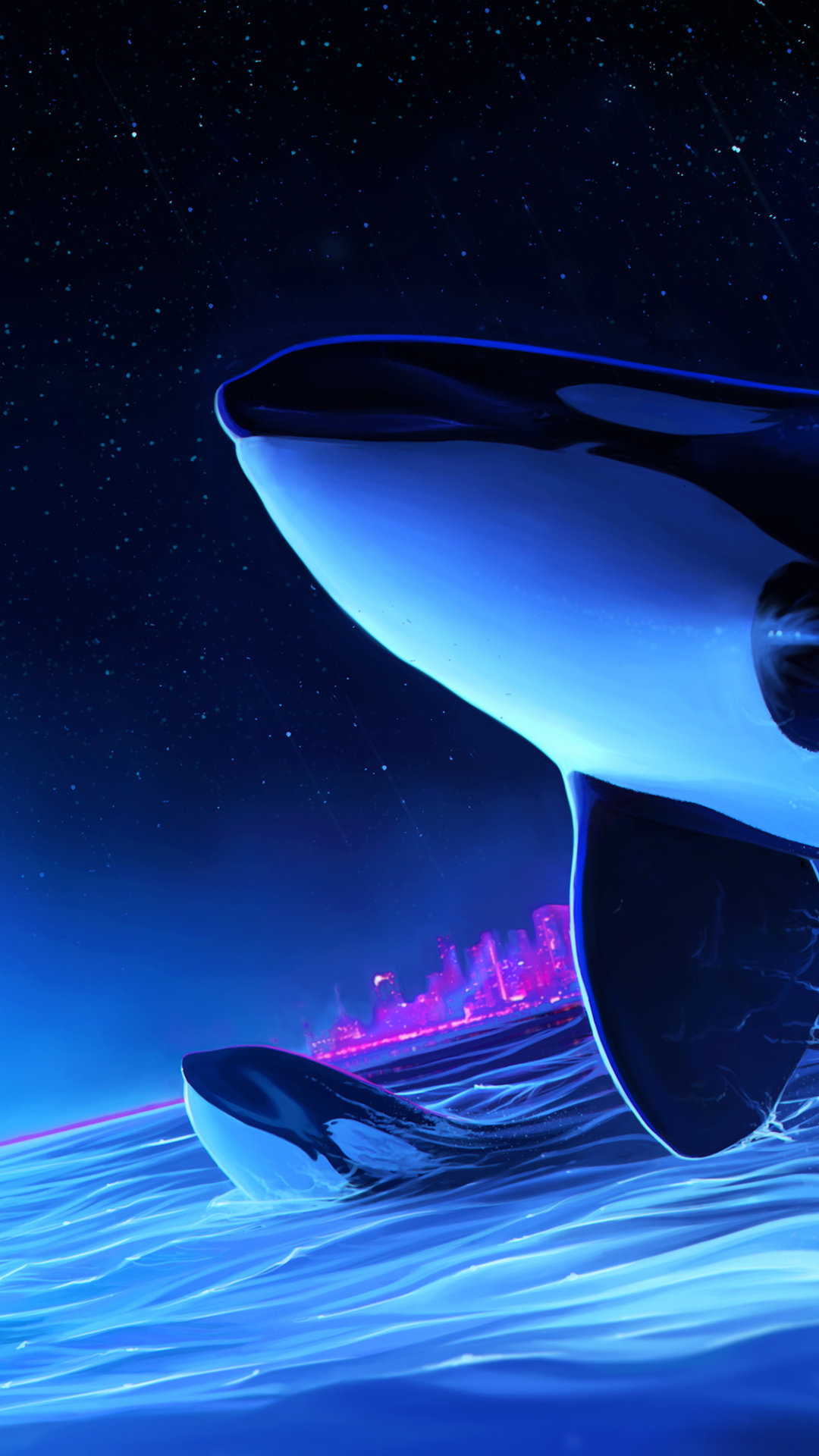 Orca In The Night Sea Iphone Wallpapers