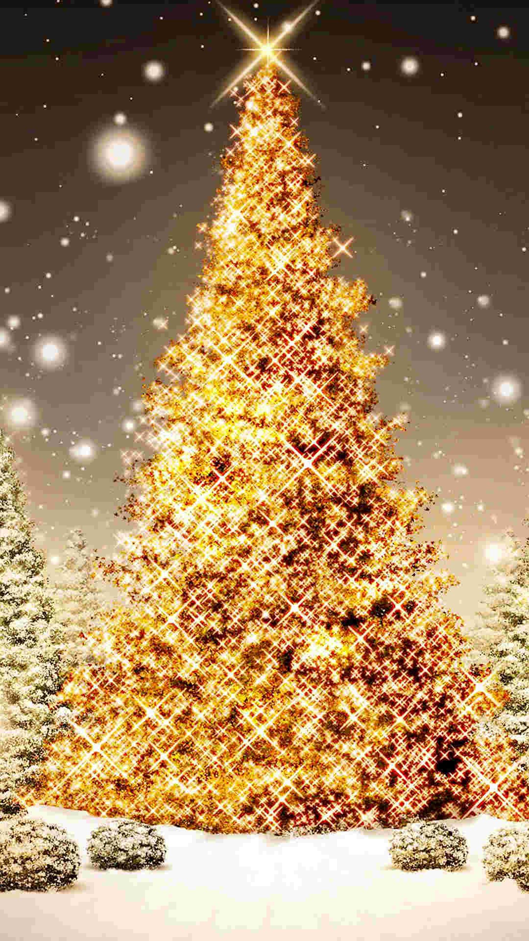 輝くクリスマスツリーのiphone壁紙 Iphone Wallpapers