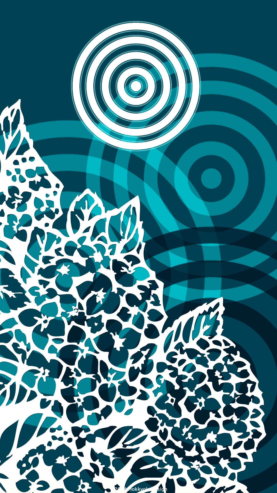 Stylish Japanese Style Illustration Hydrangea And Ripples Iphone Wallpapers