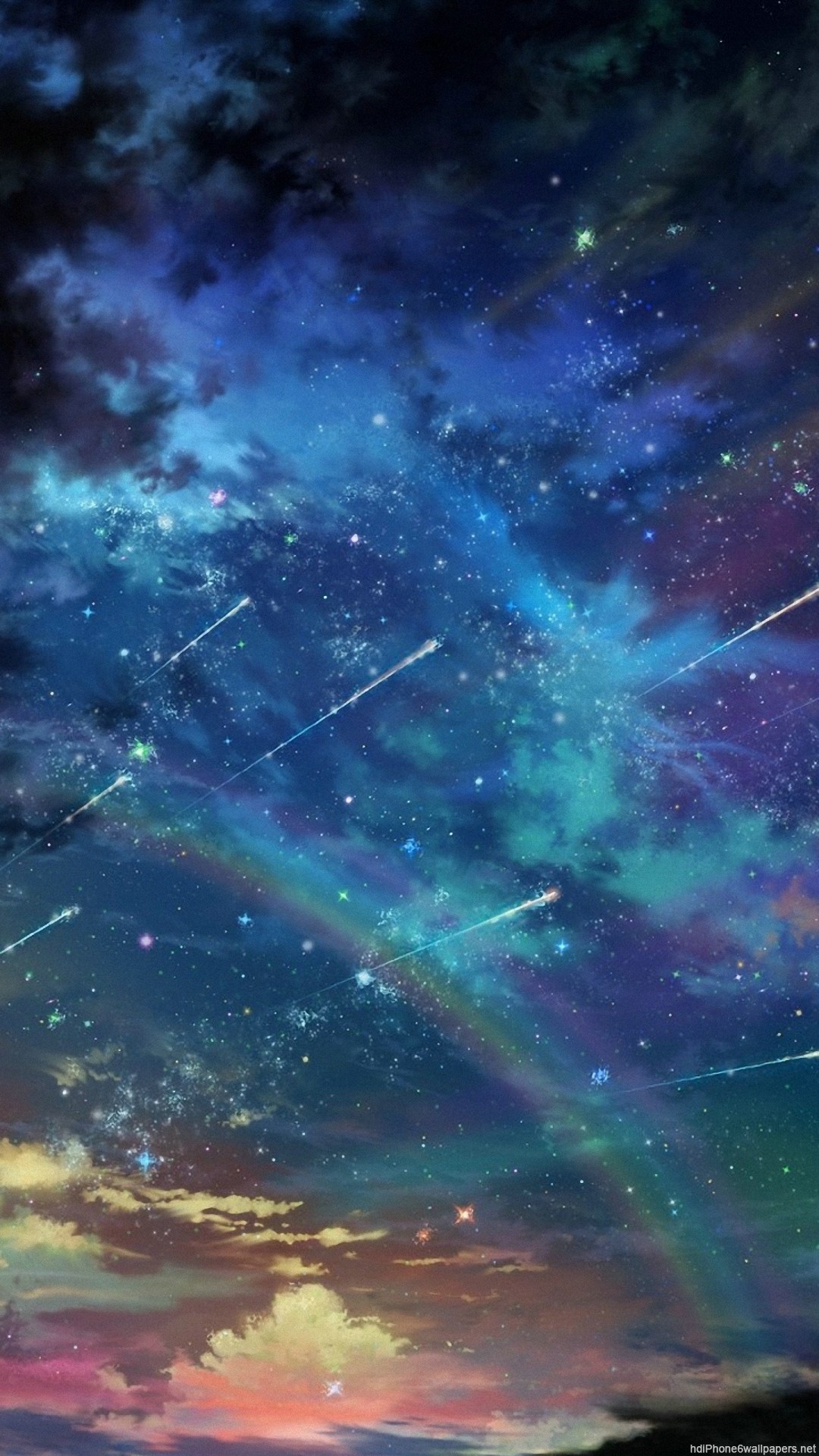 ファンタジックな虹と流れ星 イラスト Iphone Wallpapers