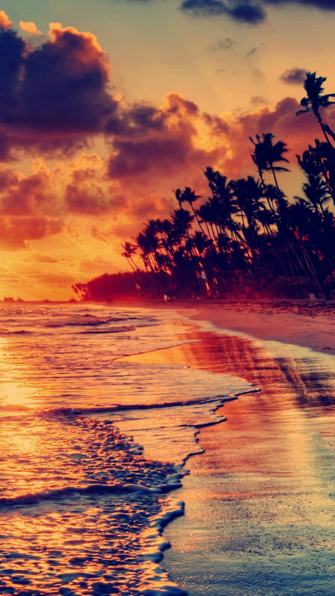燃えるような夕日の海 Iphone Wallpapers