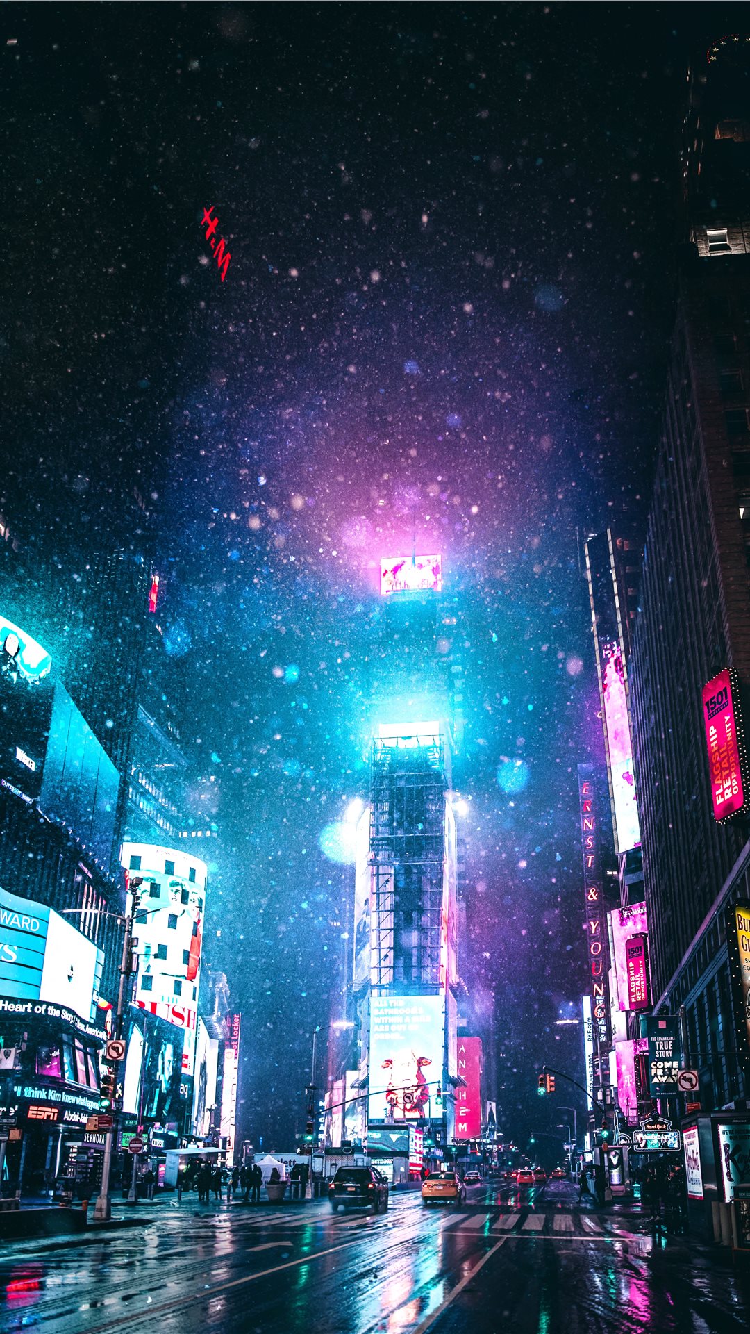 サイバーパンクな雰囲気のニューヨークの夜景 Iphone Wallpapers