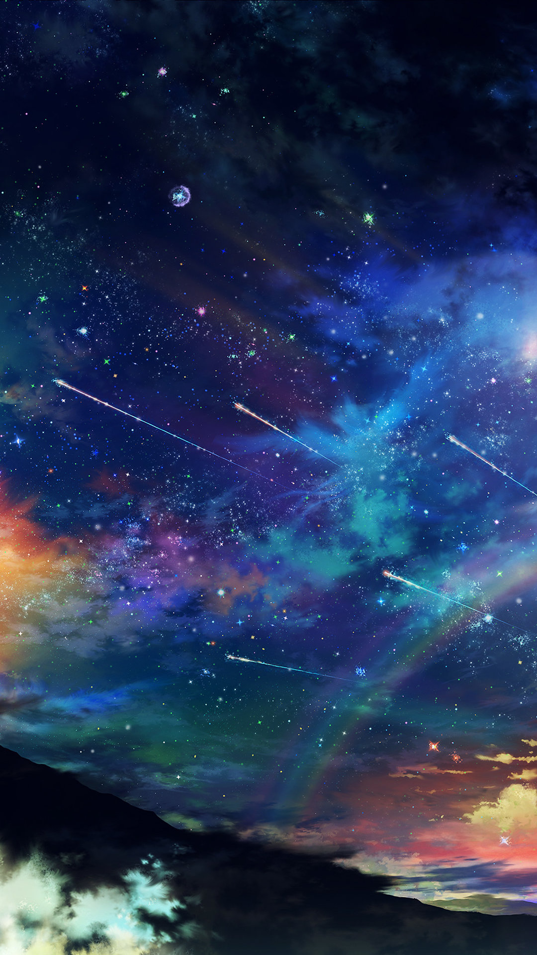 Starry Skies Meteors Rainbows Iphone Wallpapers