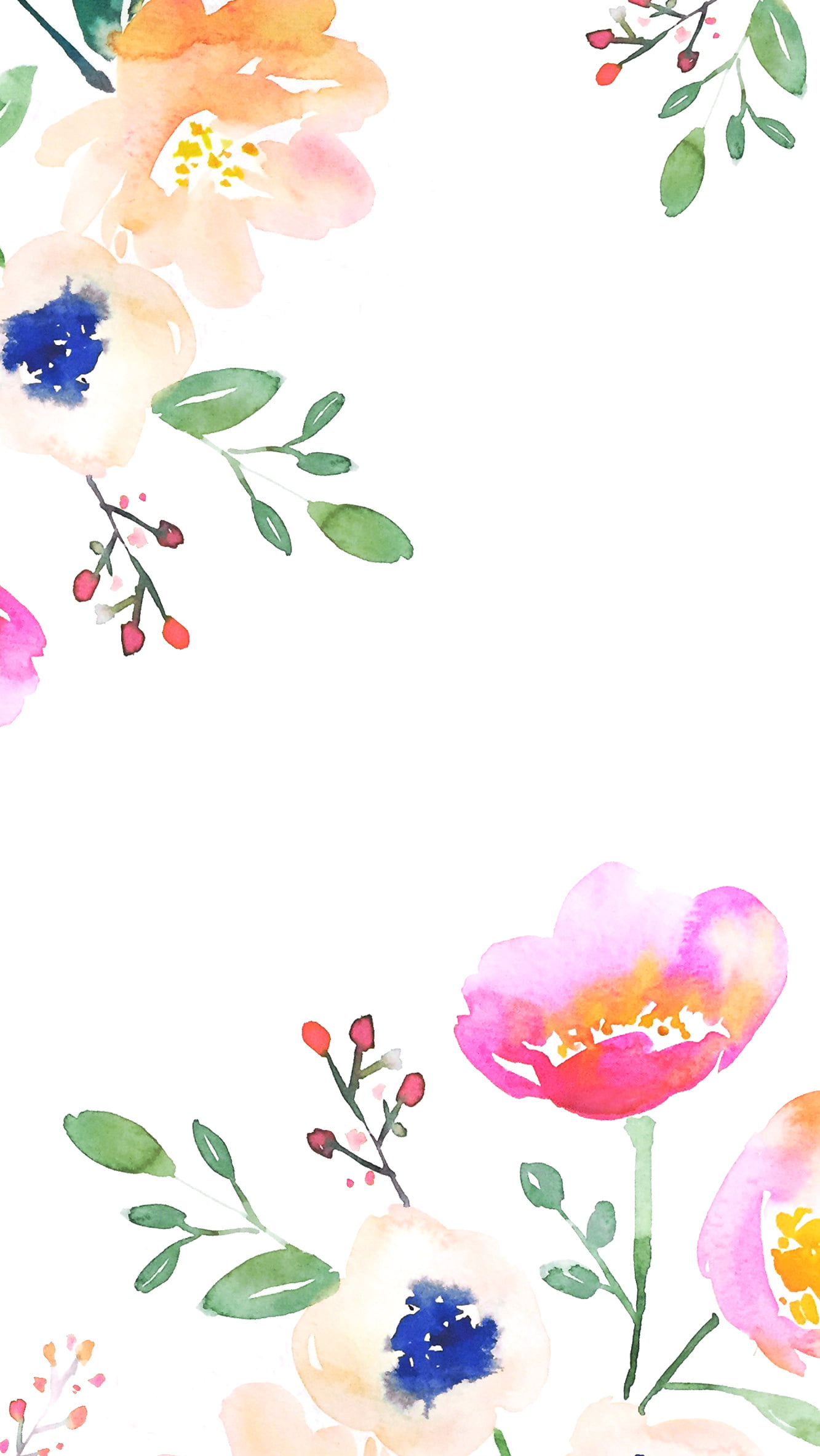 花 水彩アート Iphone Wallpapers