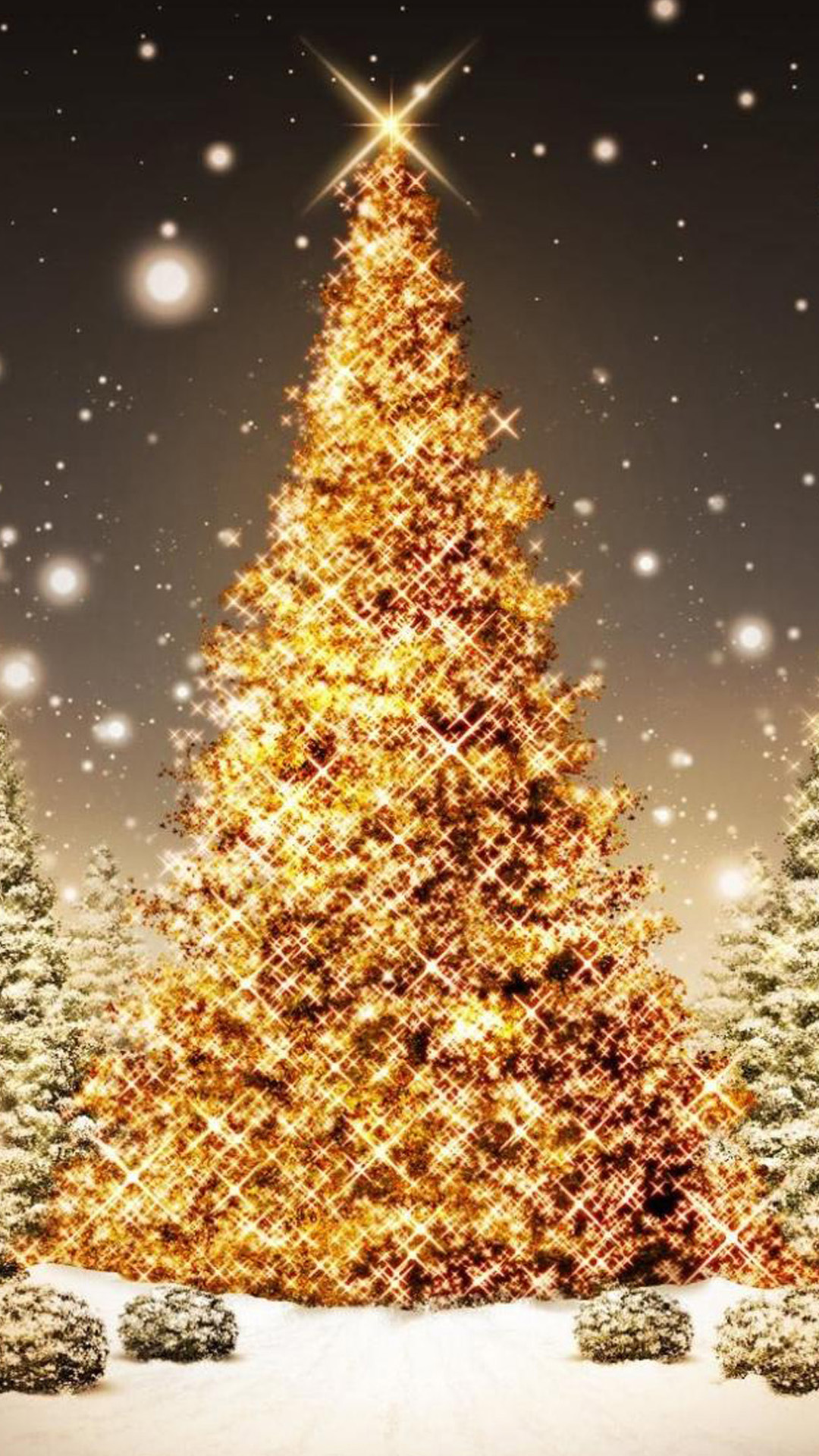 金色のクリスマスツリー Iphone Wallpapers