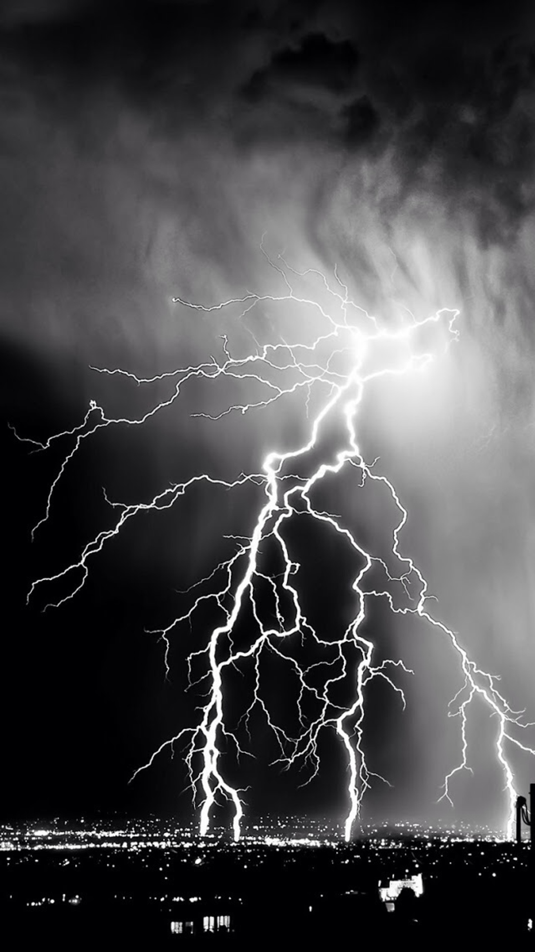 Storm Lightening Over City Iphone Wallpapers