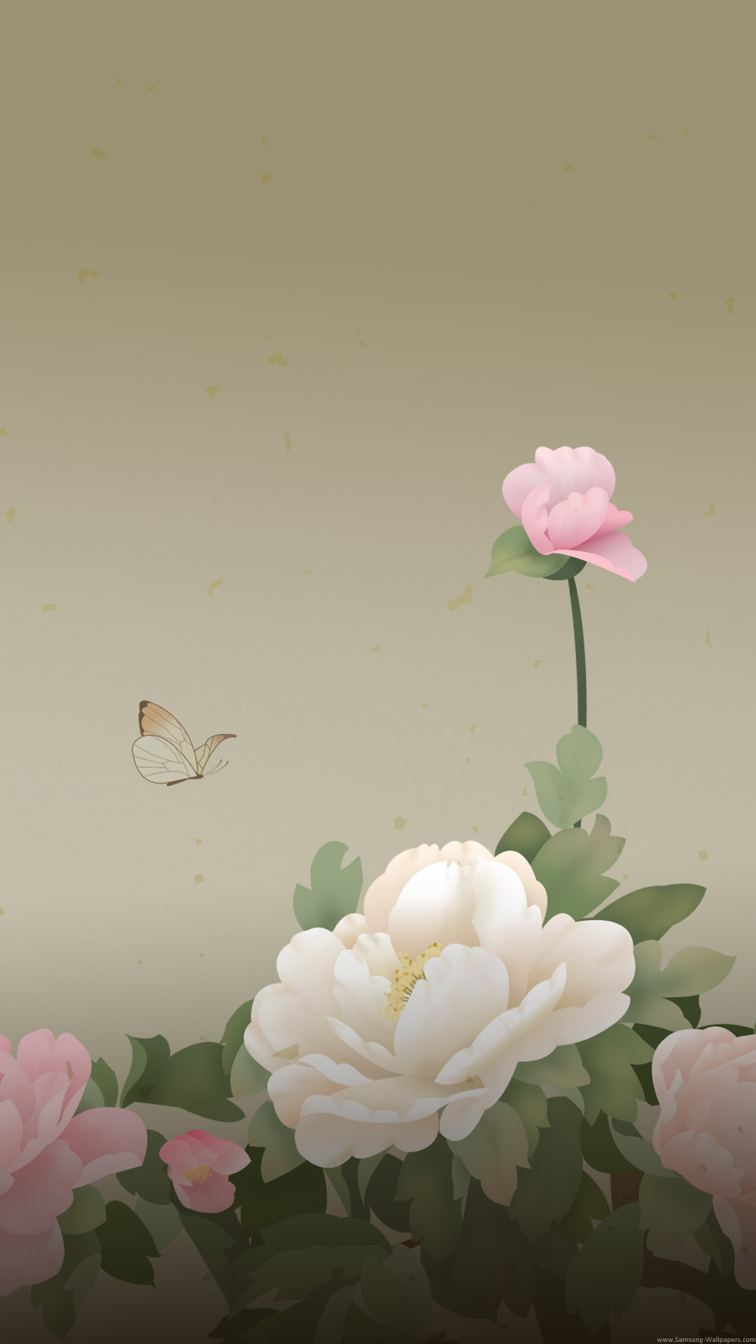 アンティークな花と蝶の絵 Iphone Wallpapers